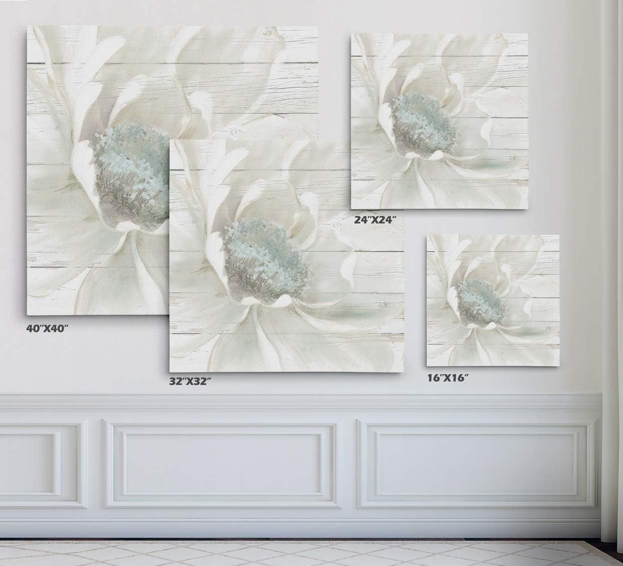 Weathered White Floral Canvas Wall Art, 32x32