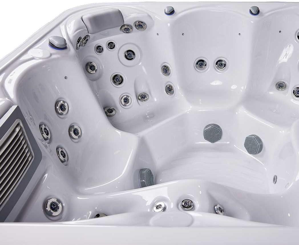 Buenospa New York 6 - Person 49 - Jet Acrylic Square Hot Tub with Ozonator and Cover in White