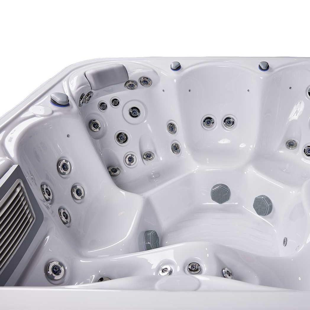 Buenospa New York 6 - Person 49 - Jet Acrylic Square Hot Tub with Ozonator and Cover in White