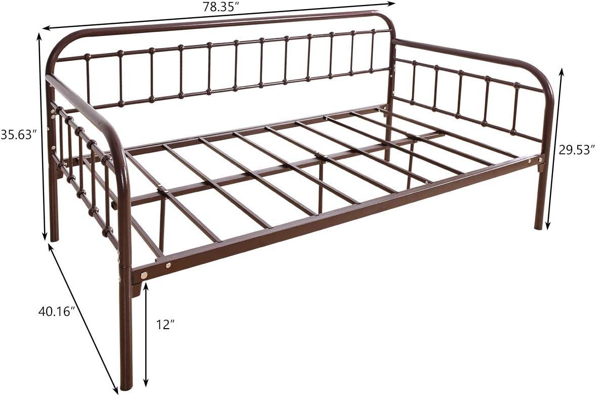 Twin Dark Copper Metal Daybed with Slats