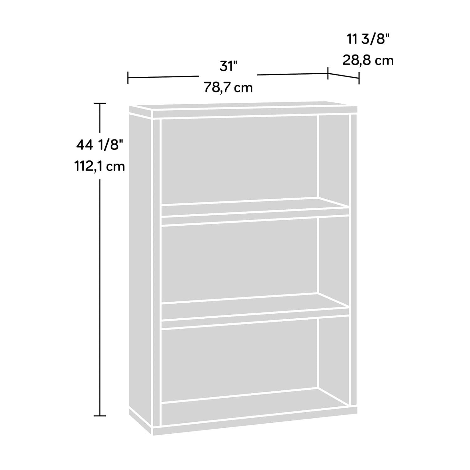 Sauder 3-Shelf Bookcase, Raven Oak Finish