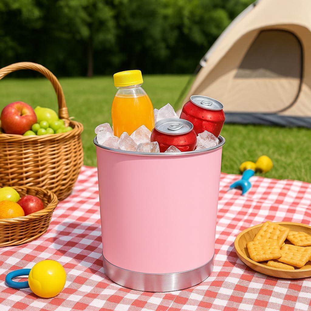 Creative Home Stainless Steel Tool Crock Utensil Holder, 5" x 5 "x 6.25", Pink