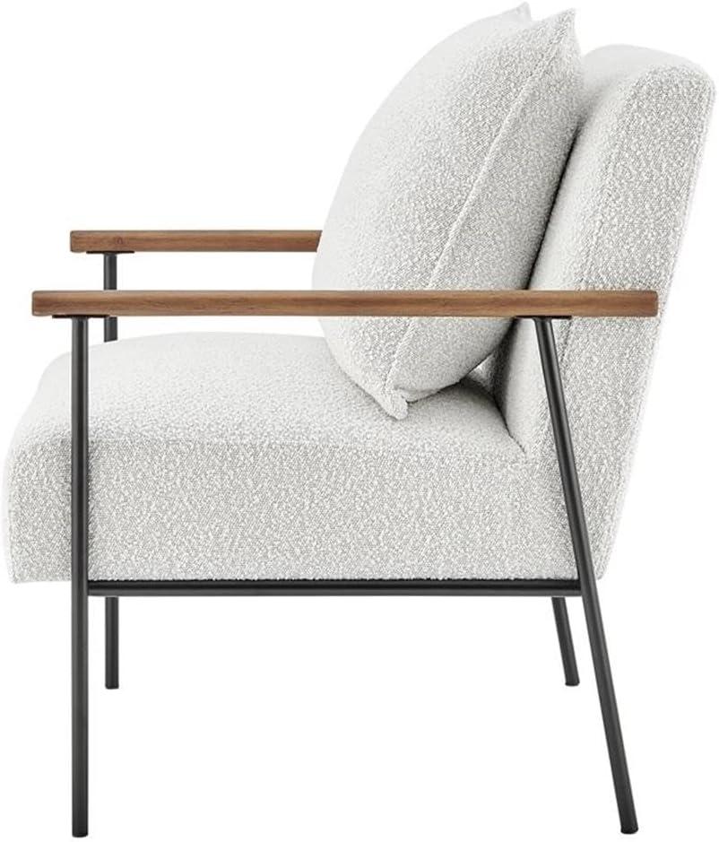 New Pacific Direct Quinton 19.5" Fabric Plywood Accent Arm Chair in Beige