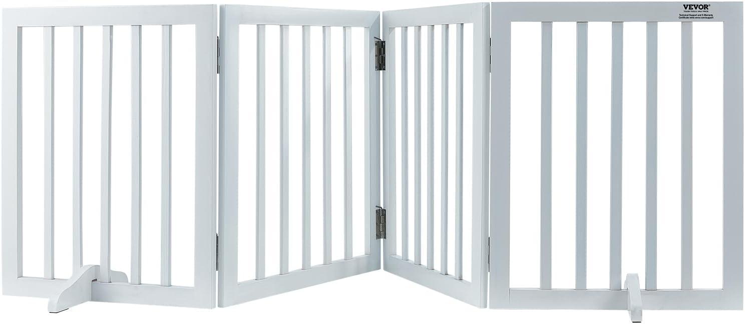 VEVOR Solid Wood Free Standing Pet Gate With Door
