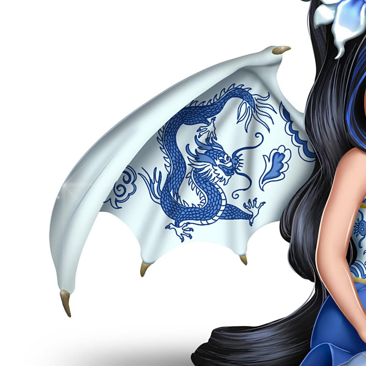 The Hamilton Collection Perfect Romance Blue Willow China-Inspired Fairy Figurine by Jasmine Becket-Griffith 4-inches