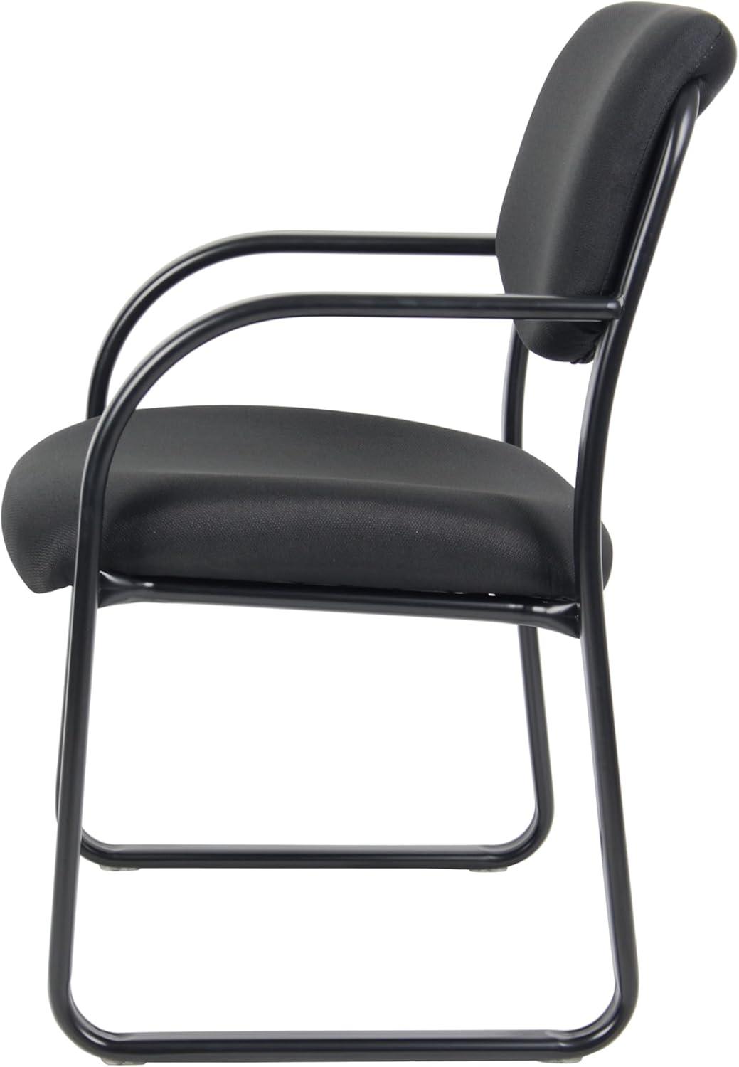 Black Fabric and Steel Mid-Back Guest Chair with Fixed Arms