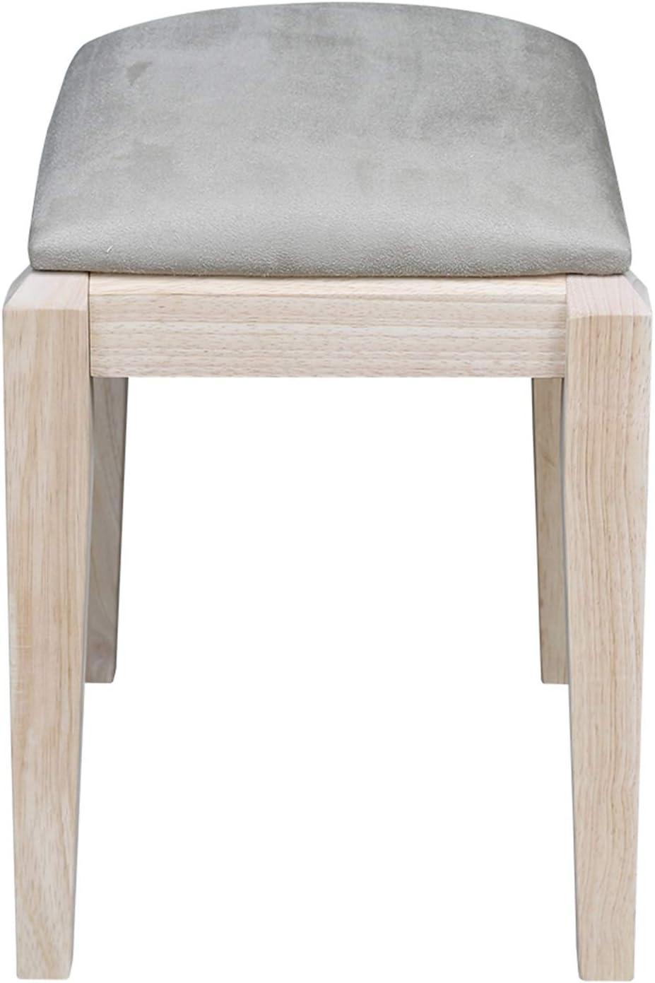 Eco-Friendly Unfinished Parawood Vanity Bench with Microfiber Seat