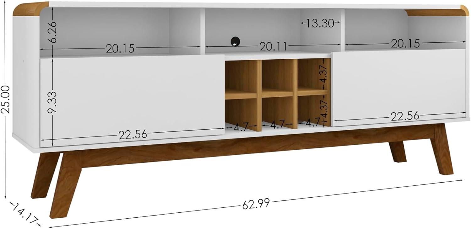 Manhattan Comfort Camberly 5 Shelves Wood TV Stand for TVs up to 55" in White