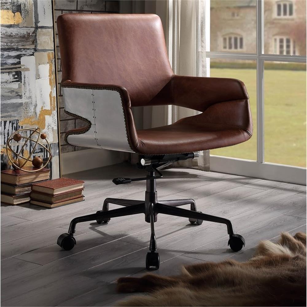 ACME Kamau Executive Office Chair with Lift in Vintage Cocoa