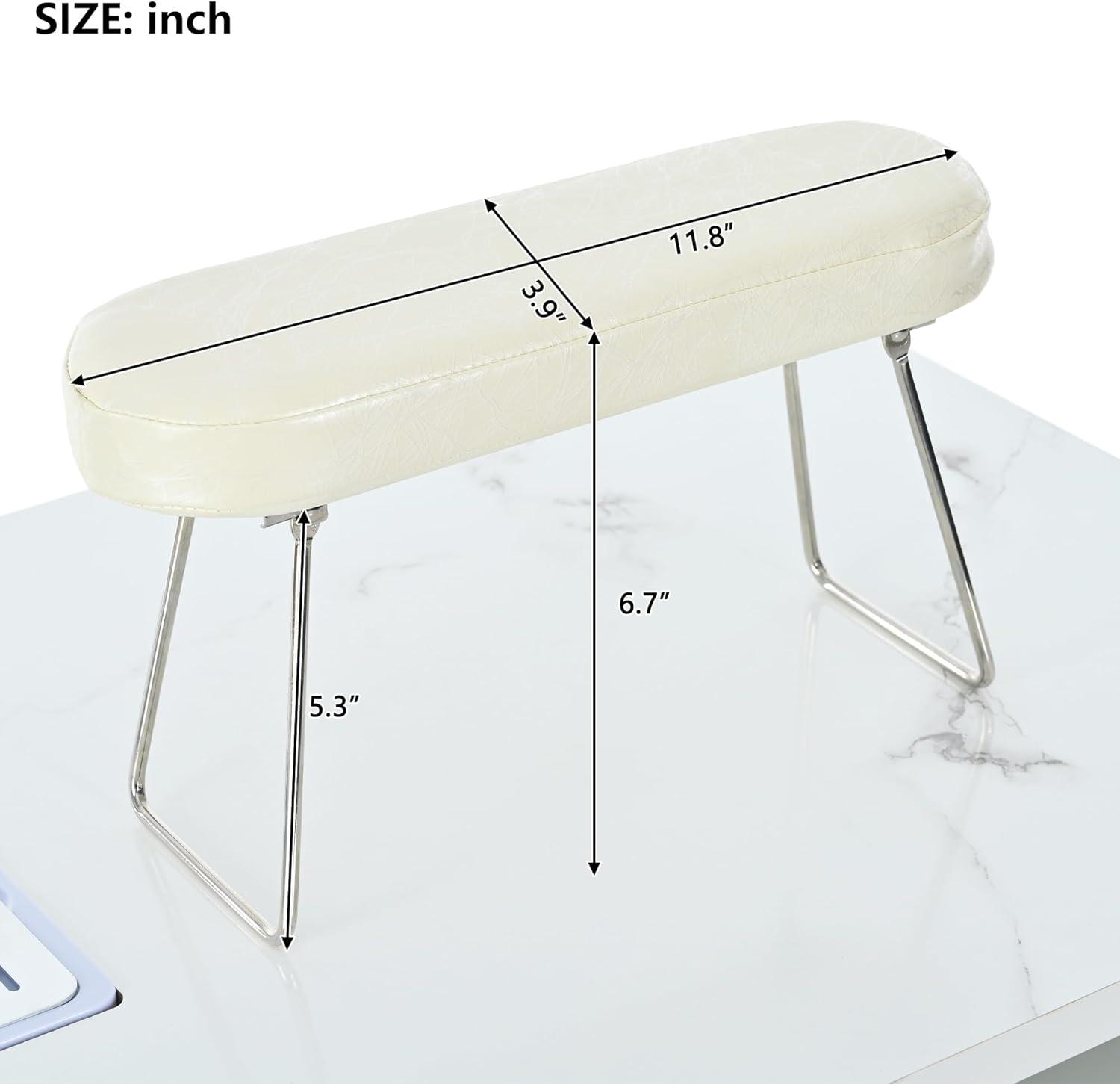 Manicure Table, Marbling Texture Nail Table with Electric Downdraft Vent, Wrist Cushion, Lockable Wheels, Storage Layers, Storage Cabinet Nail Station
