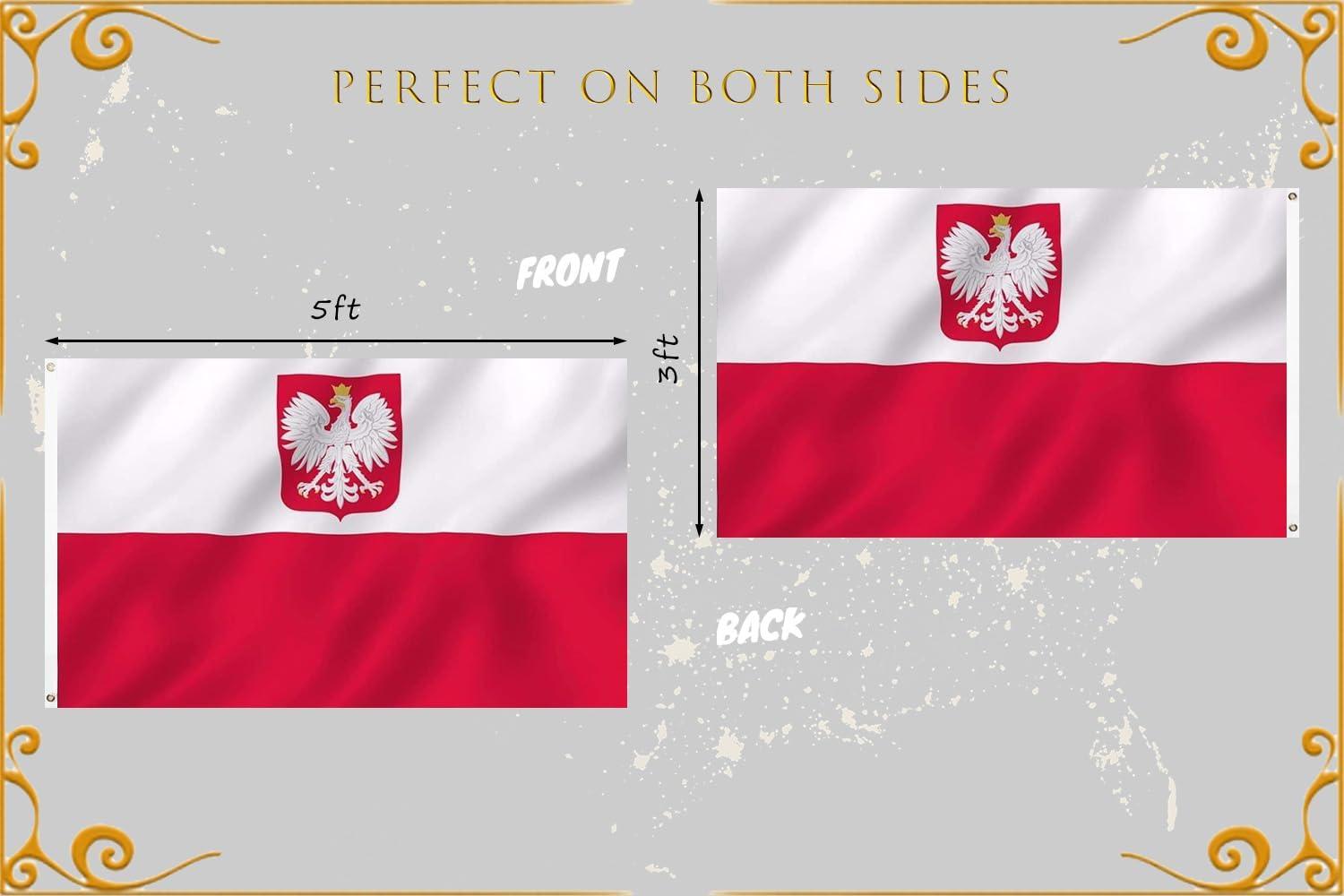 3x5 FT Poland Polish Polska Eagle Flag Made with Printed Nylon Flag Ships Fast