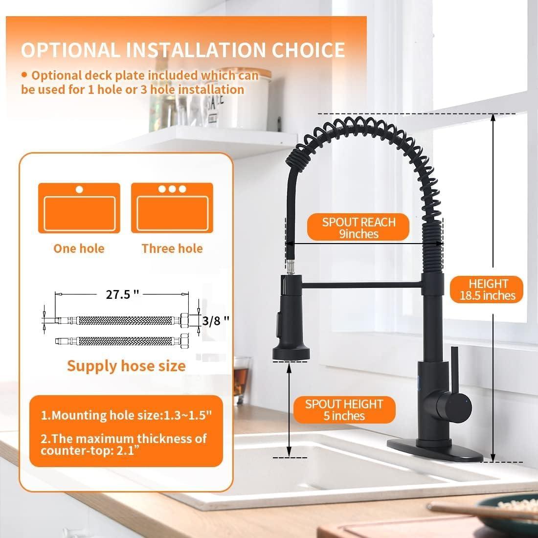 Matte Black Stainless Steel Pull Down Kitchen Faucet with Spray