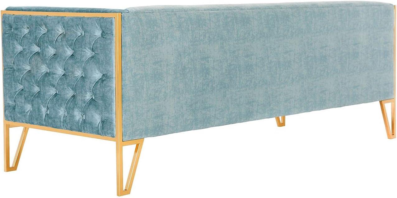 Vector Velvet 3 Seater Sofa Ocean Blue - Manhattan Comfort