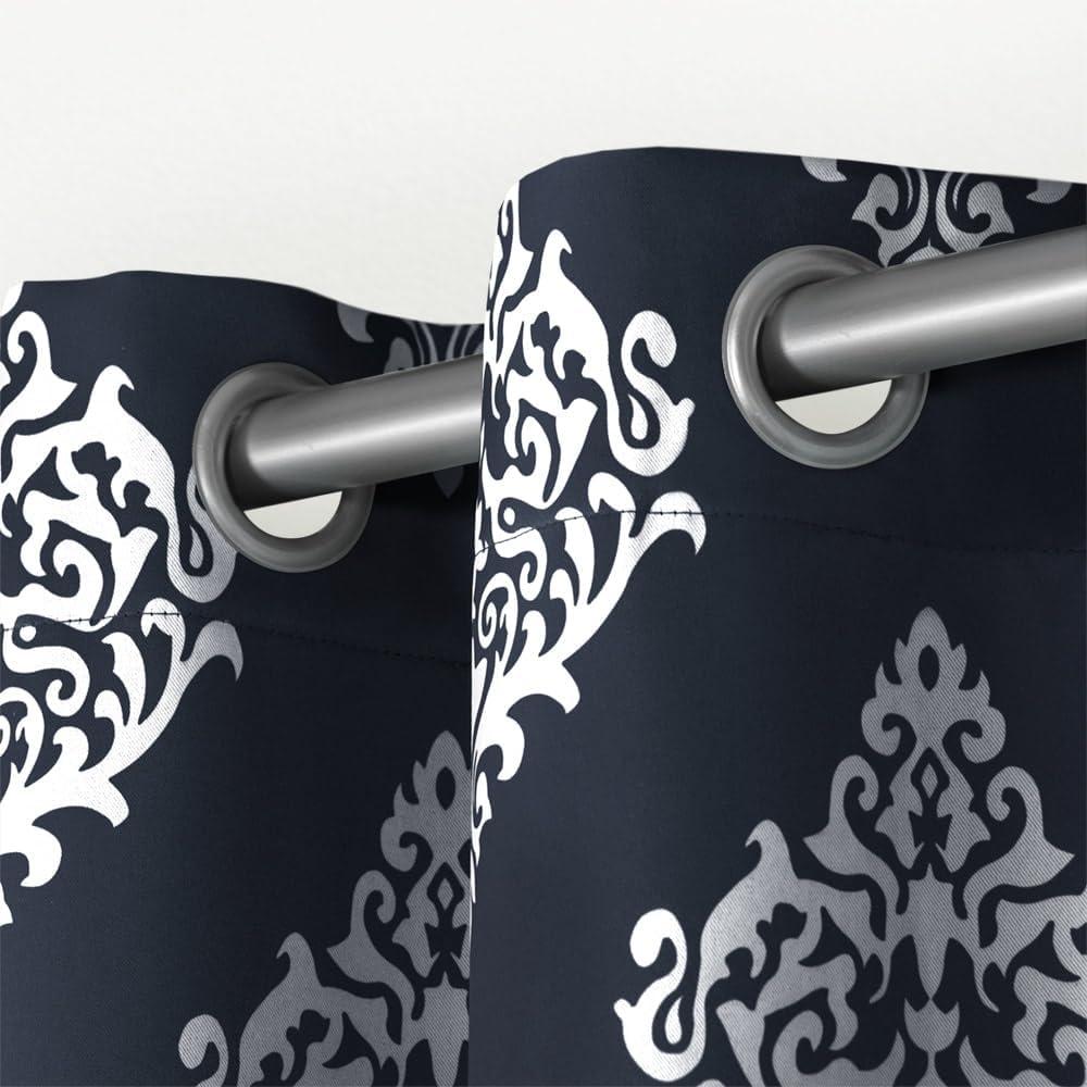 Set of 2 96"x52" Medallion Blackout Thermal Grommet Top Window Curtain Panels Dark Gray - Exclusive Home