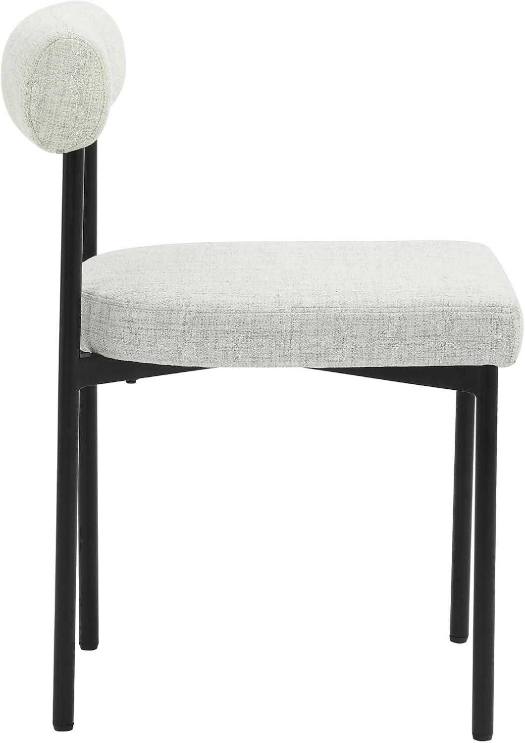 Nathan James Dahlia Metal Upholstered Modern Dining Chair Feather Gray Matte Black