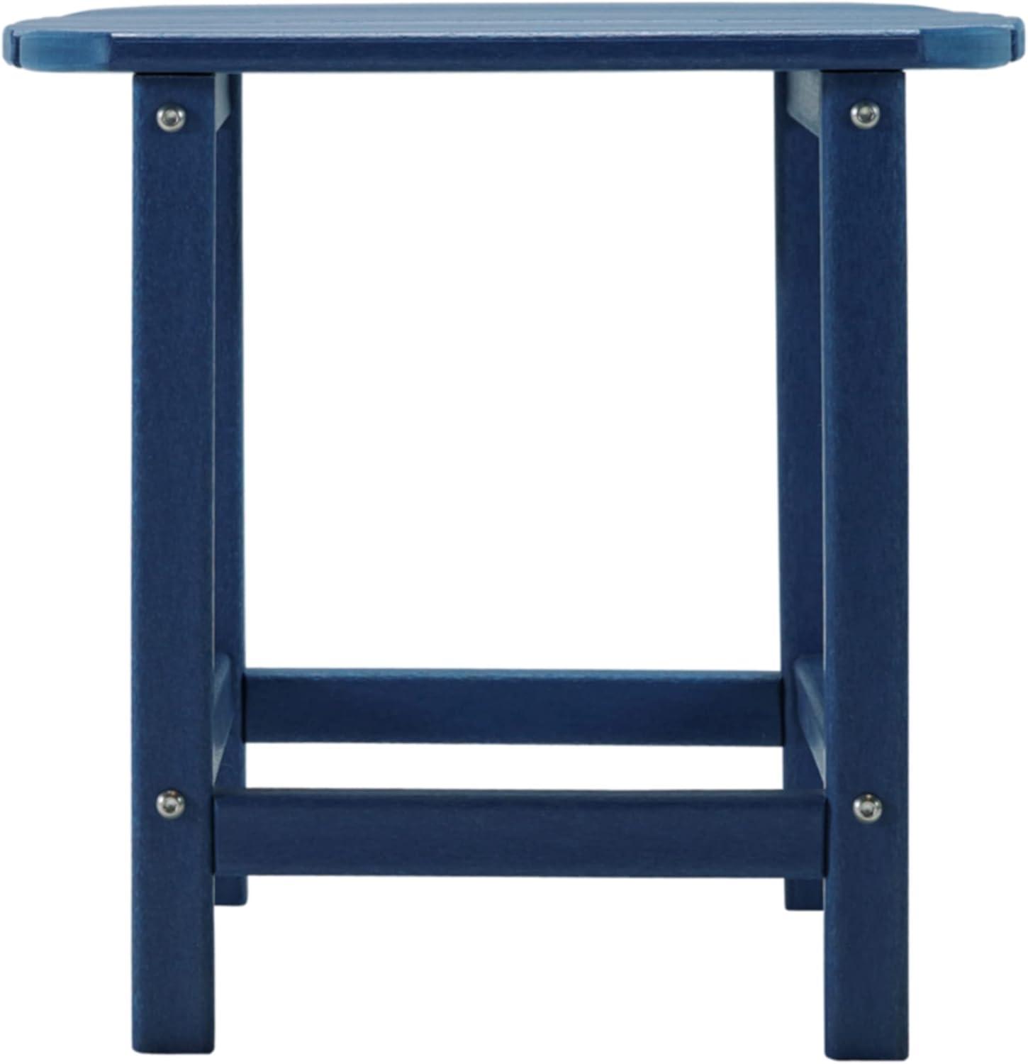 Blue HDPE Rectangular Outdoor End Table