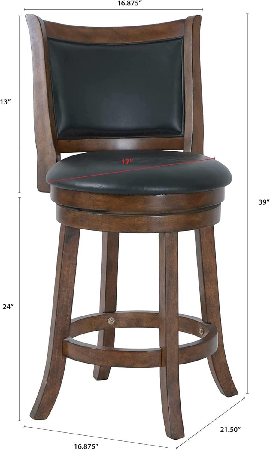 New Classic Bristol 29" Wood Swivel Bar Stool with PU Seat in Dark Brown/Black