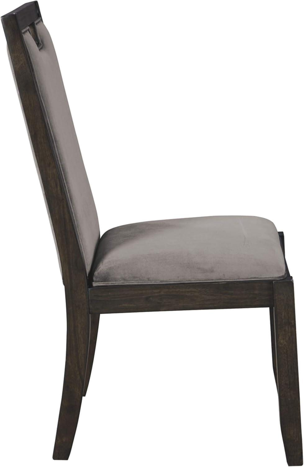 Gray Velvet Upholstered Parsons Side Chair with Wood Frame