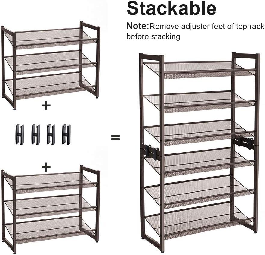 Bronze 3-Tier Stackable Metal Mesh Shoe Rack