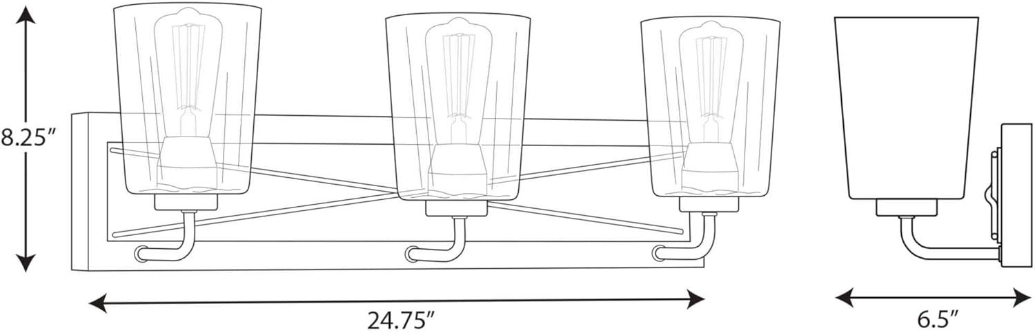 Progress Lighting Briarwood 3-Light Bath Vanity in Graphite with Clear Glass Shades