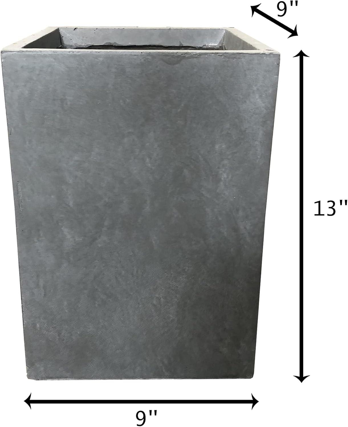 Rosemead Home & Garden, Inc. 9" Wide Kante Lightweight Modern Square Concrete/Fiberglass Indoor Outdoor Planter Box Slate Gray