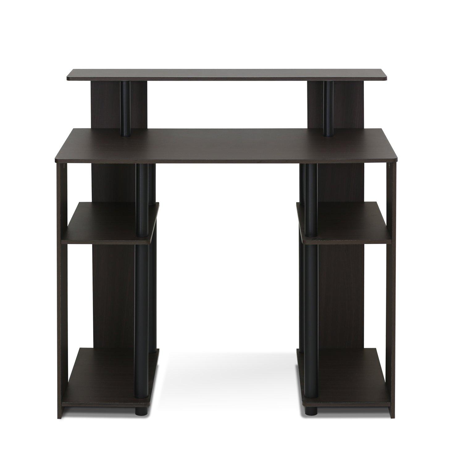 Furinno Simple Design Computer Desk Home Office Workstation Study Writing Desk Open Bookcsae with CPU Stand,Walnut