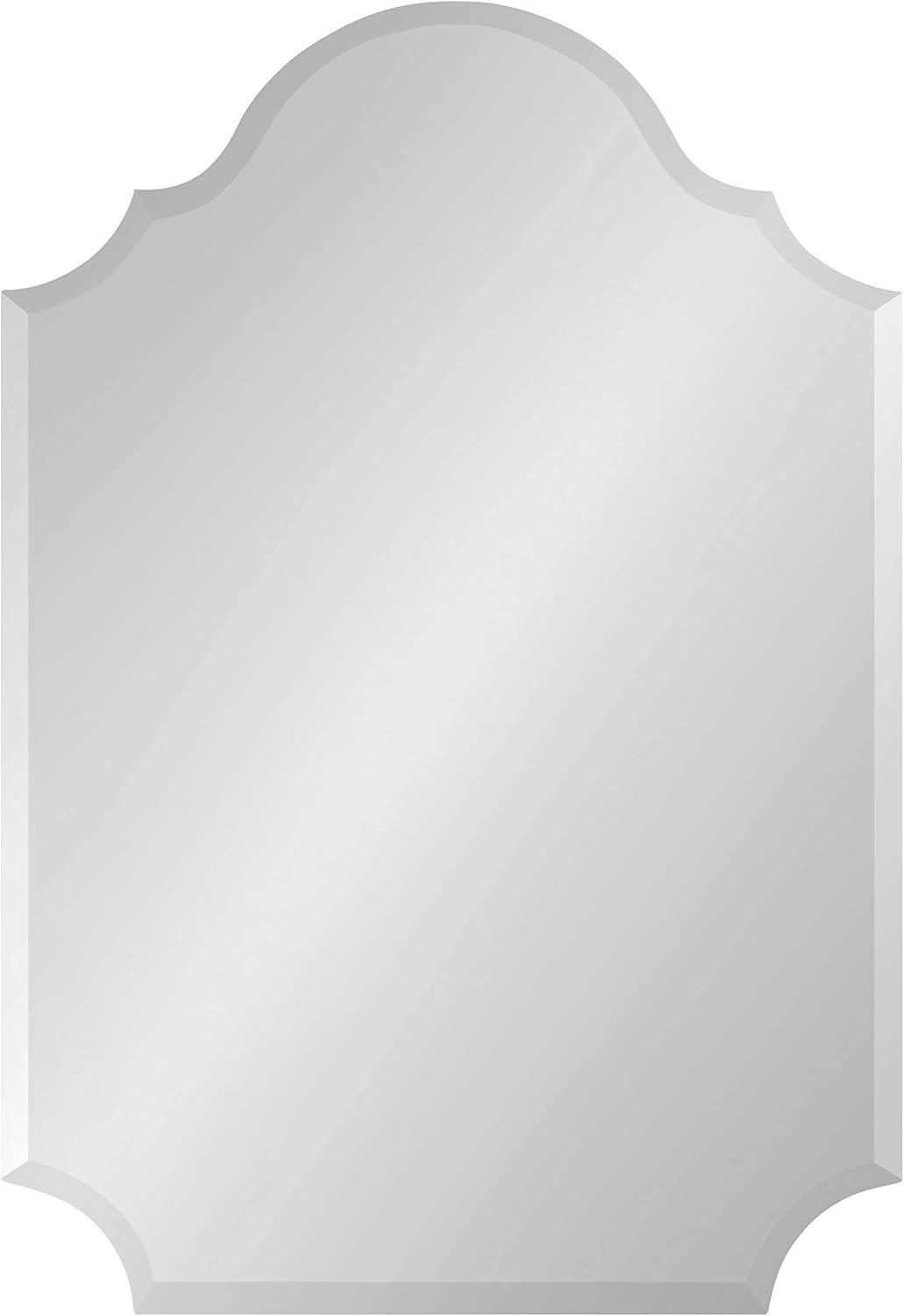 Kate and Laurel Reign Glamorous Frameless Arch Mirror, 24 x 36 Silver, Elegant Arched Mirror for Wall