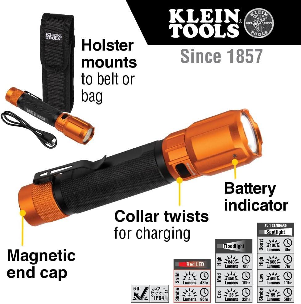 Klein Tools Rechargeable LED 1000 Lumens Flashlight