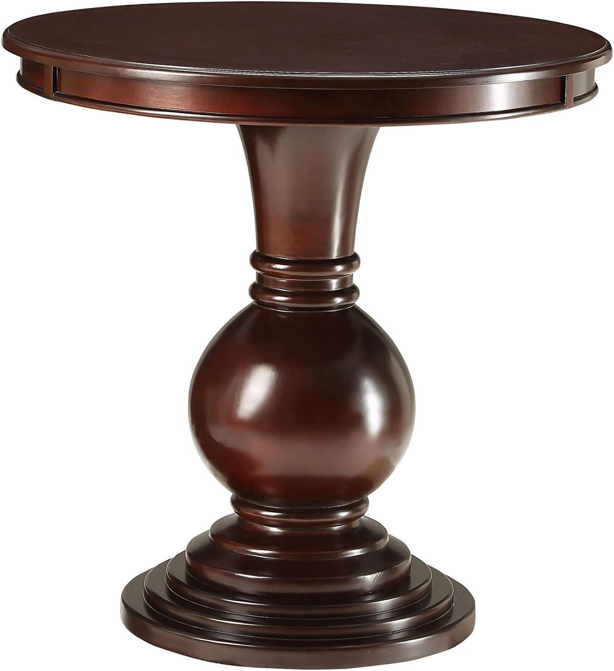 Elegant Alyx Espresso Round Wooden Pedestal Side Table