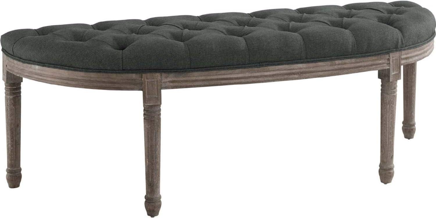 Modway Vintage French Upholstered Fabric Semi-Circle Bench