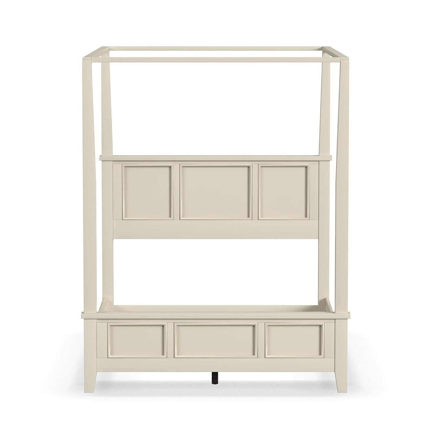 Homestyles Naples Off White Wood Queen Bed and Nightstand