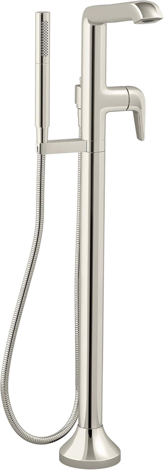 Polished Nickel Floor Mounted Tub Filler with Hand Shower