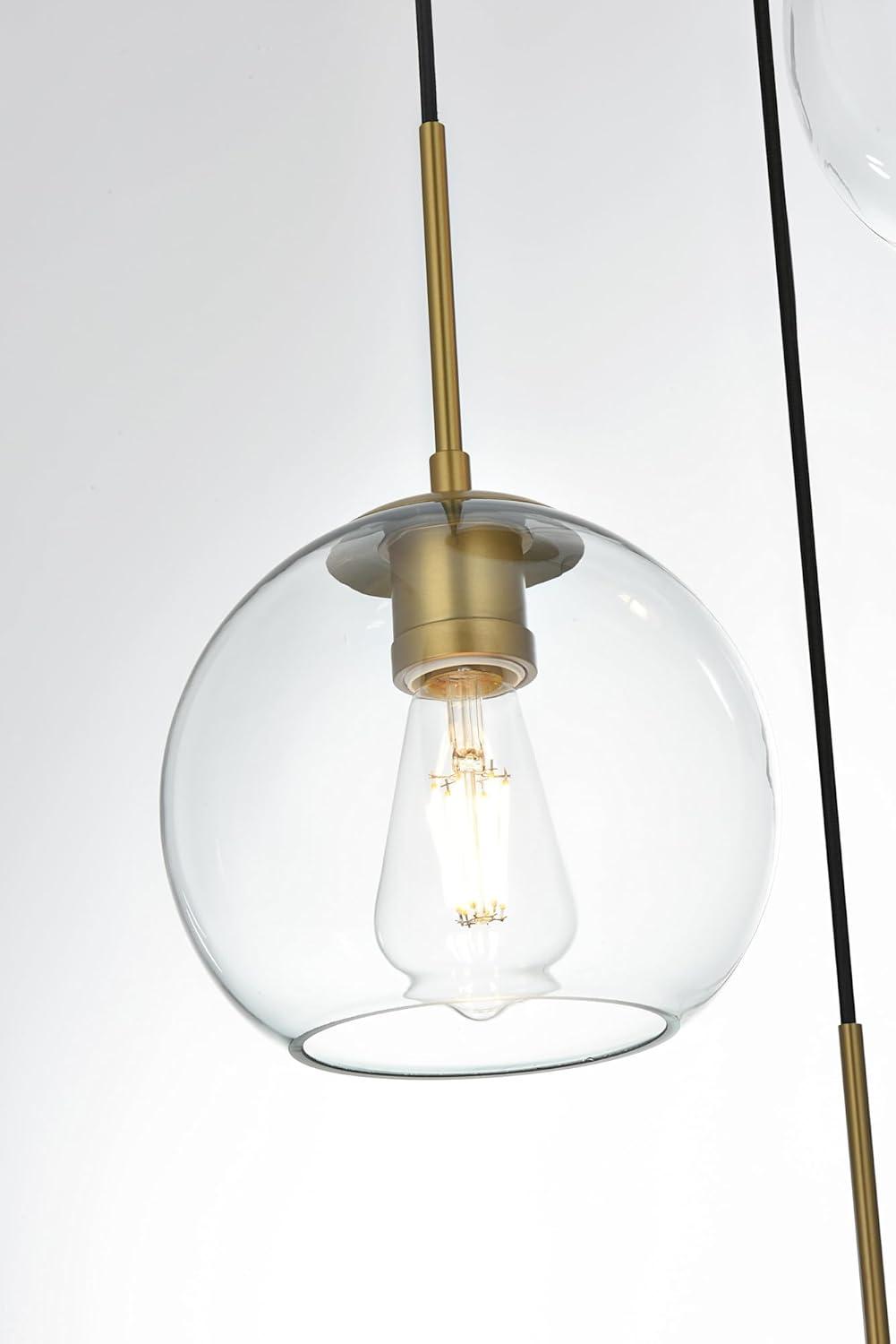 Elegant Lighting Baxter 3 Lights Brass Pendant With Clear Glass