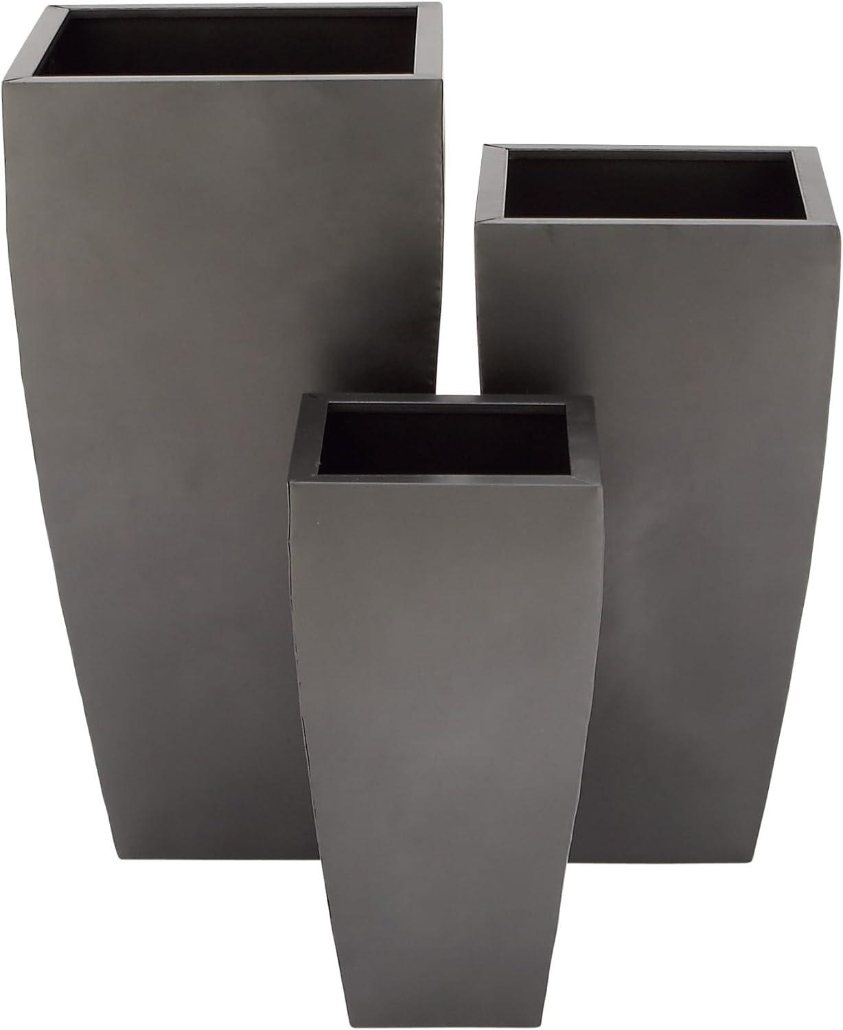 Set of 3 Modern Rectangular Metal Planters Black - Olivia & May: Iron Construction, Indoor/Outdoor Use, No Drainage Holes