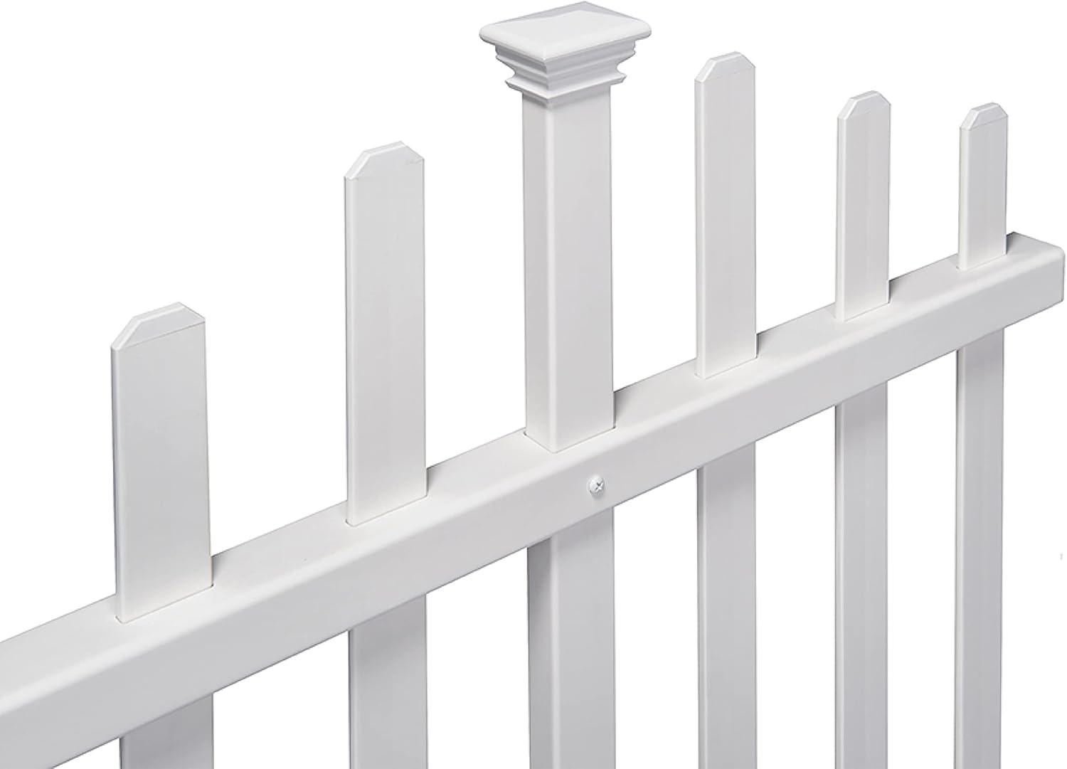 White Vinyl No-Dig Garden Picket Fence Panel Kit