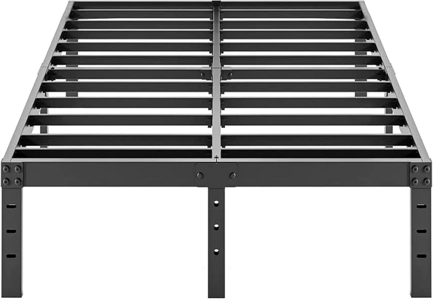 Queen Size Black Metal Bed Frame with Steel Slats