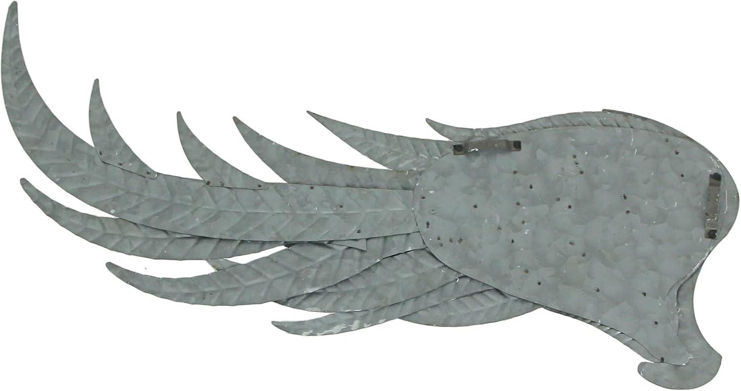 Zeckos Galvanized Metal Angel Wings Wall Art Home Decor Set of 2