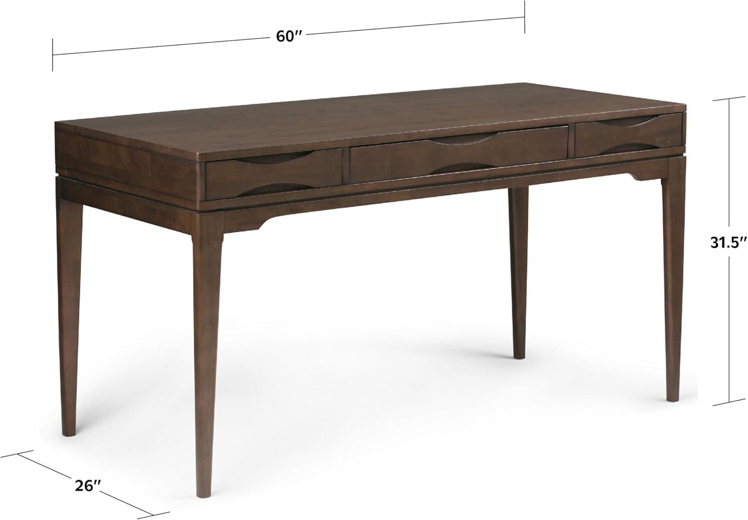 Simpli Home Harper Solid Wood Desk, Contemporary Style with Keyboard Tray and Storage