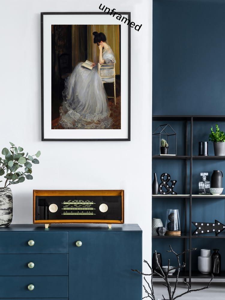 uoyien Vintage French Canvas Wall Art Famous Artwork Woman Reading Portrait Oil Painting Dark Academia Aesthetic Print 19th Century Antique Poster Retro Gallery Home Decor16x24in Unframed