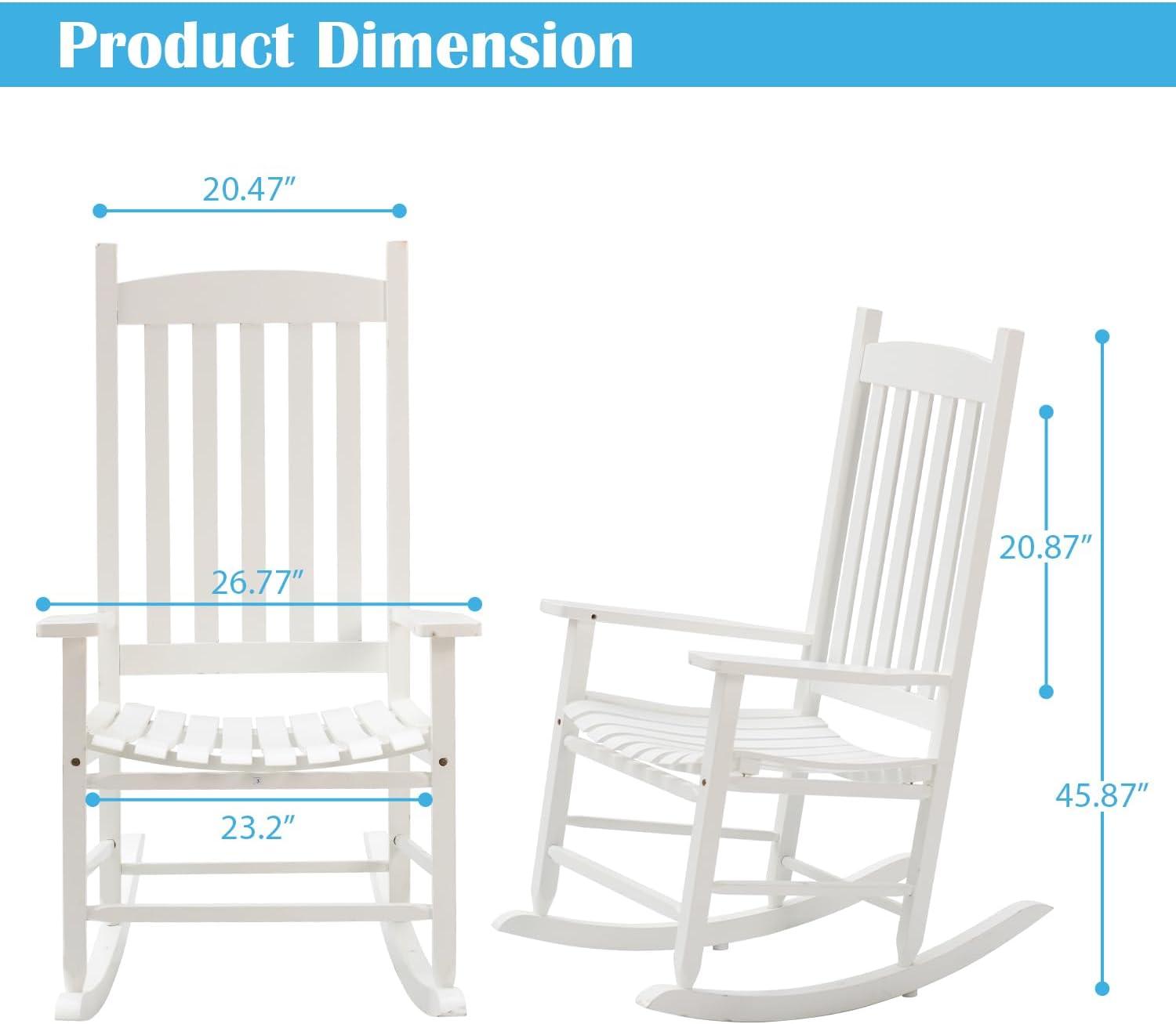 OverPatio Outdoor Porch Rocker/Rocking Chair Wood, Patio Wood Rocker, Woode n Furniture Seat for Living Room, Sitting Room, White