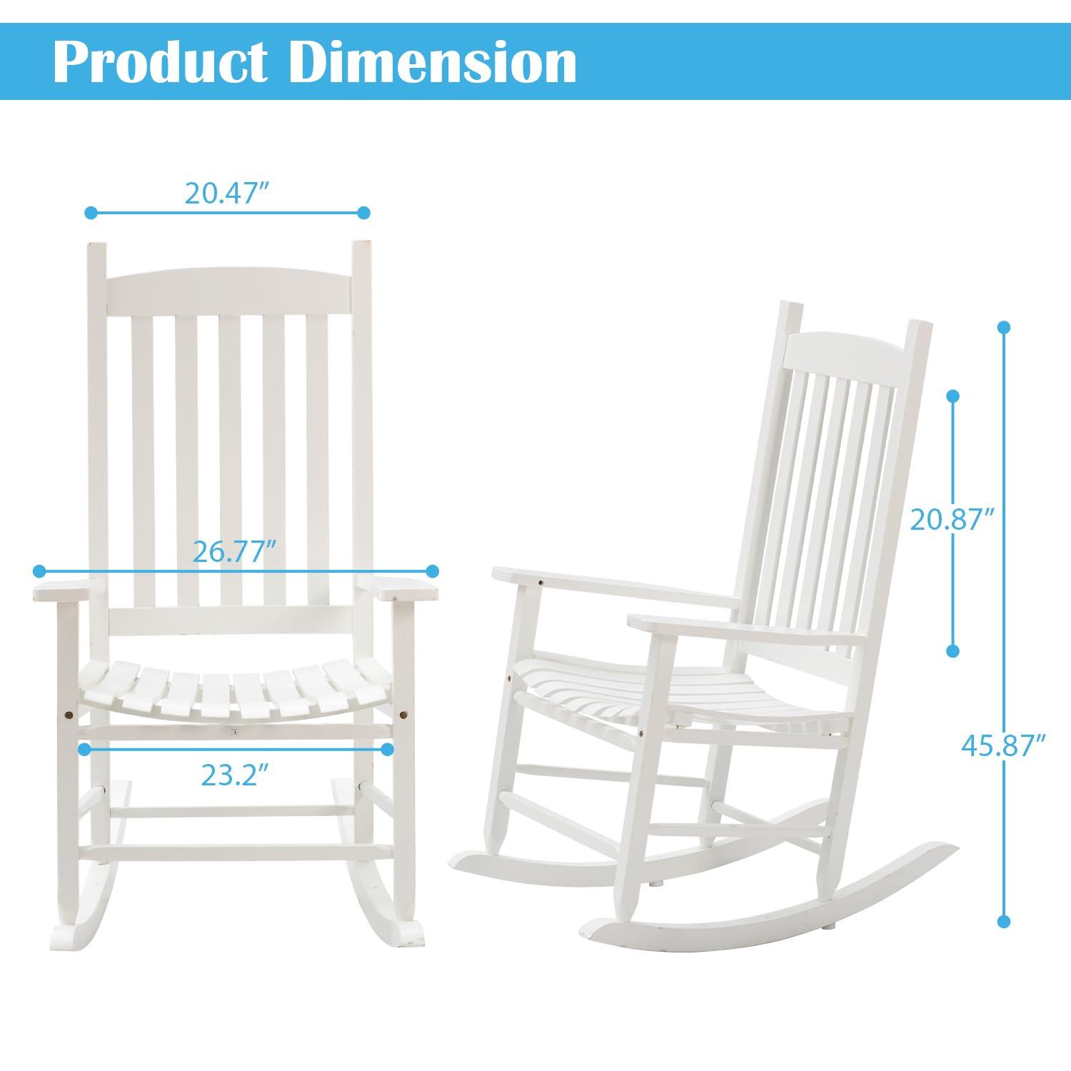 OverPatio Outdoor Porch Rocker/Rocking Chair Wood, Patio Wood Rocker, Woode n Furniture Seat for Living Room, Sitting Room, White