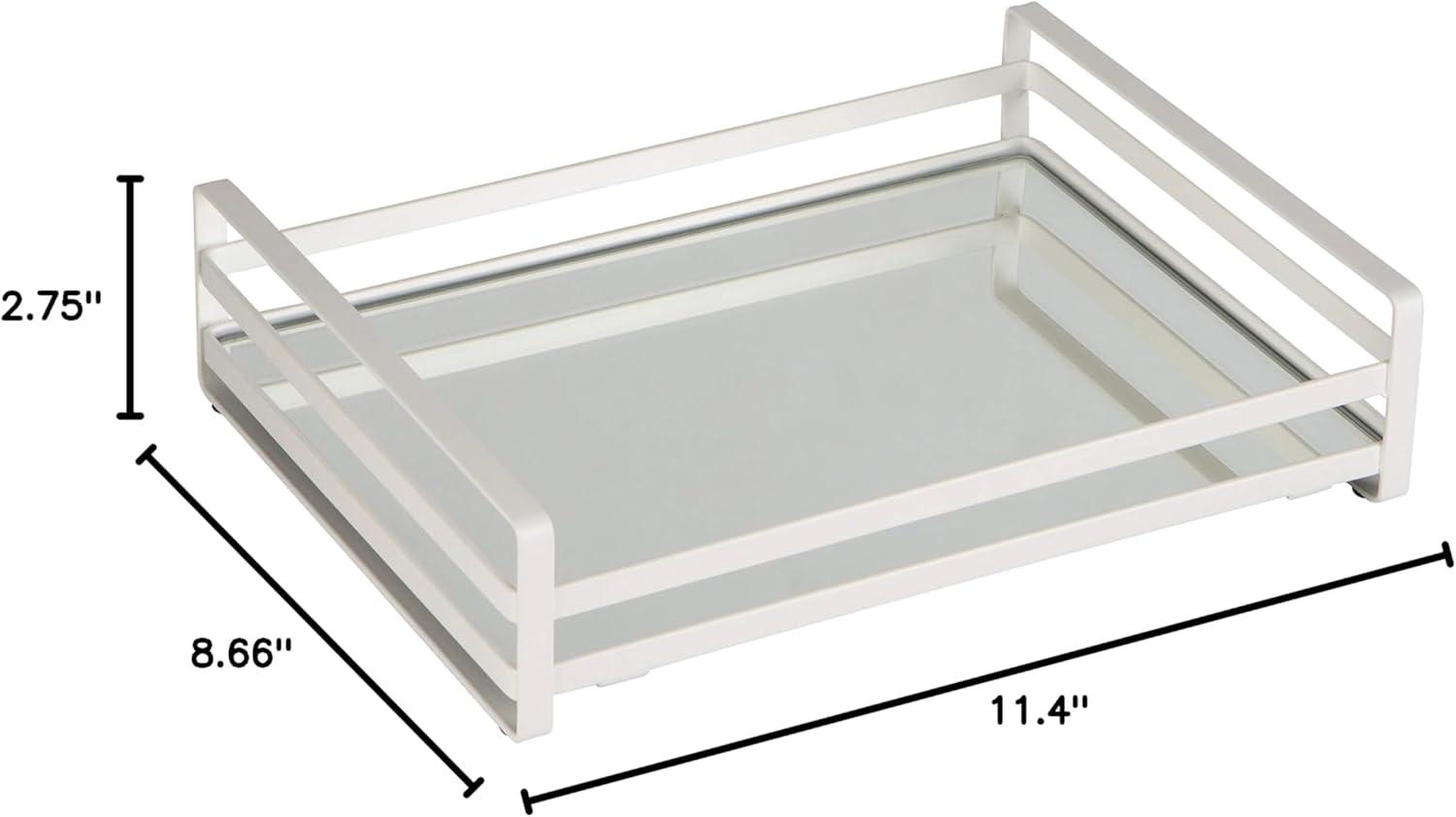 Home Details Flat Wire Large Vanity Tray White : Microfiber, Machine Washable, Non-Slip Backing