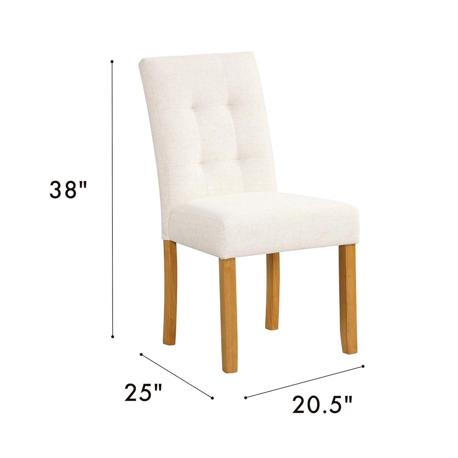 HomePop Set of 2 Tufted Back Dining Chairs Cream: Upholstered, Plywood Frame, 300lbs Capacity
