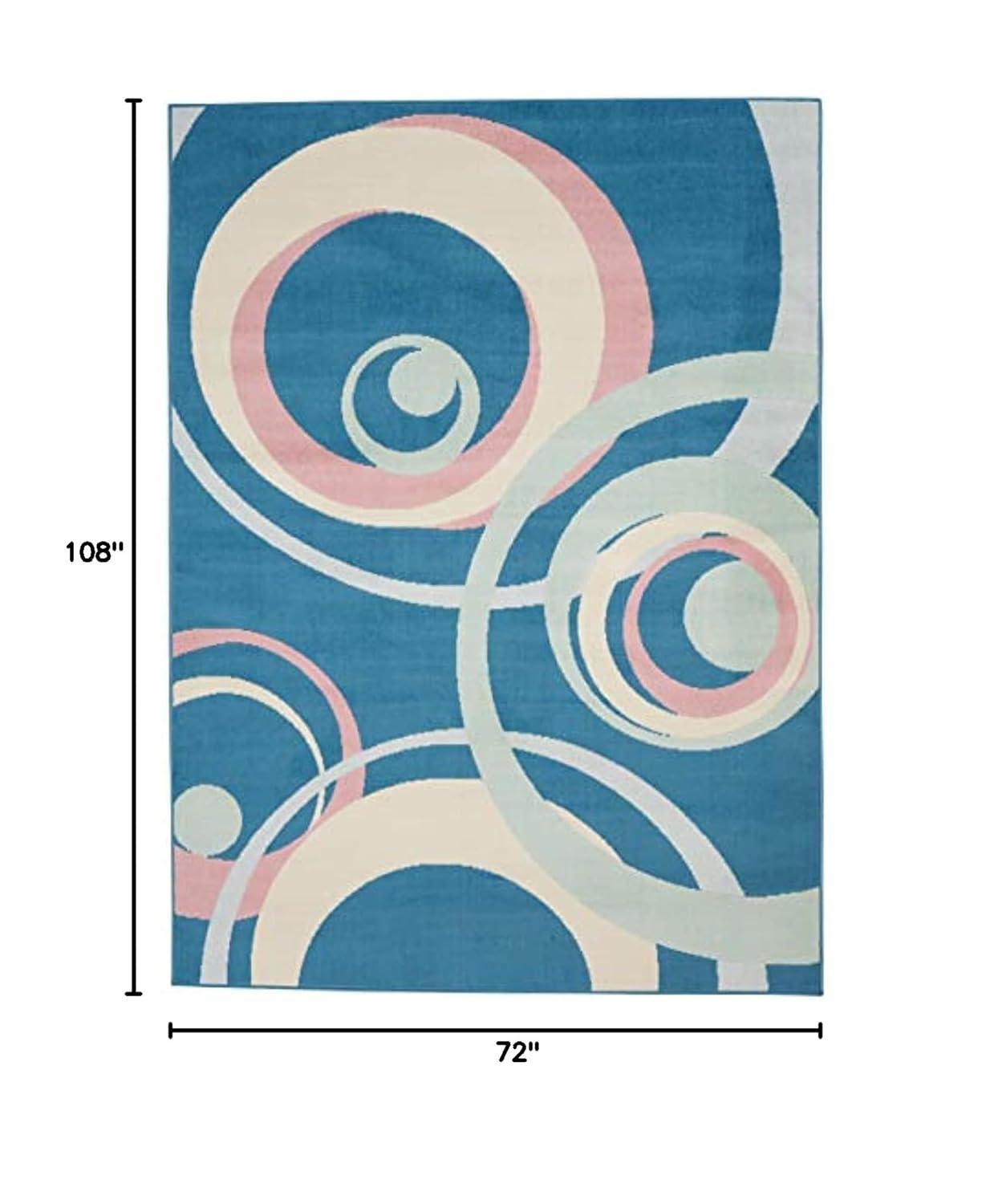 Nourison Grafix 6'X9' (6' x 9') Blue Multi Colored Area Rug Retro Contemporary Geometric by Nourison