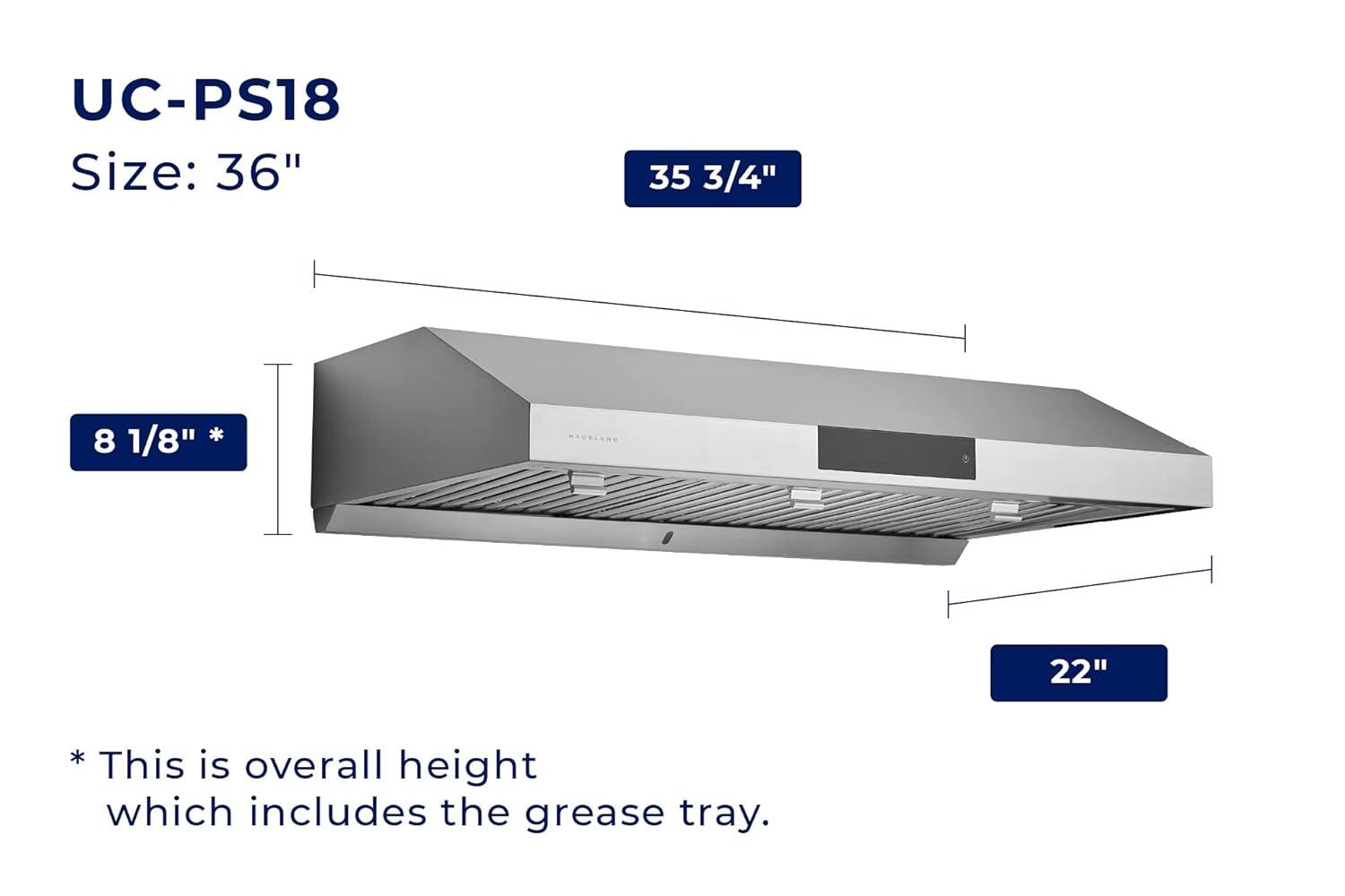 Hauslane Hauslane Range Hood 30 Inch - Under Cabinet Range Hood 30" Stainless Steel Kitchen Hood, Vent Hood 30 Inches, Stove Vent Hood for Kitchen, Vent Hoods 30 Inch with LED - Chef Series PS18 XJ-TLKX-SFBU