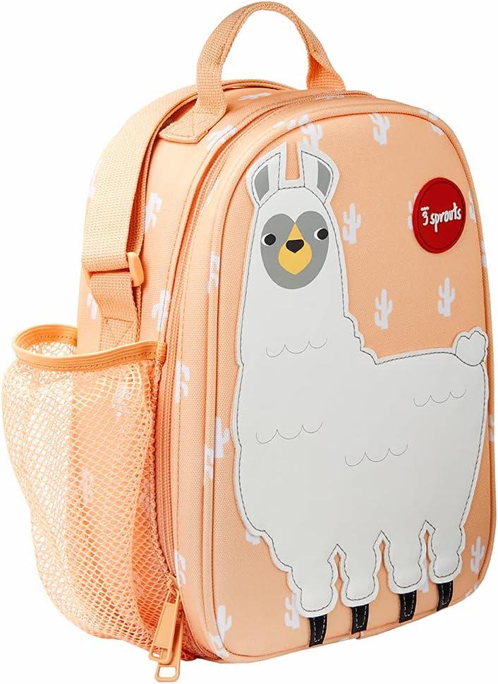 3 Sprouts Insulated Lunch Bag for Kids - Reusable Tote with Shoulder Strap, Handle and Pockets, llama