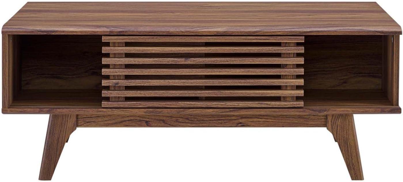 Modway Render Mid-Century Modern Coffee Table in Walnut, 43 in x 21.5 in x 17