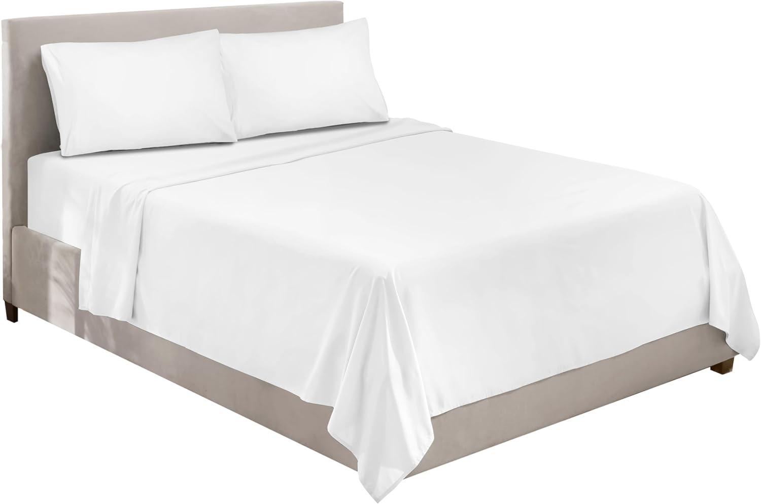 White Full Microfiber 4-Piece Bed Sheet Set