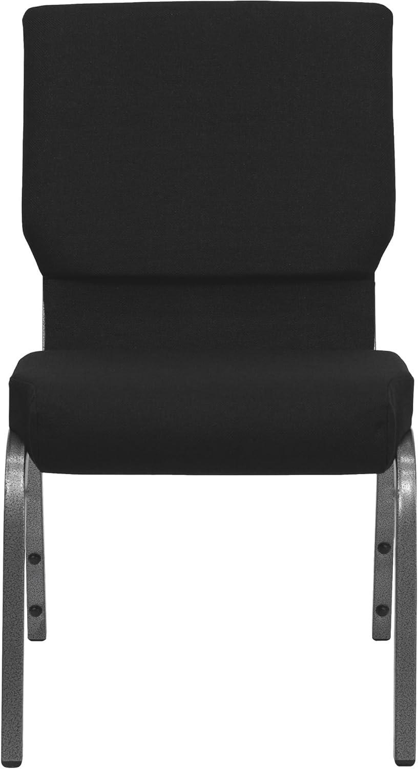 Flash Furniture HERCULES Series 18.5''W Stacking Church Chair in Black Fabric - Silver Vein Frame