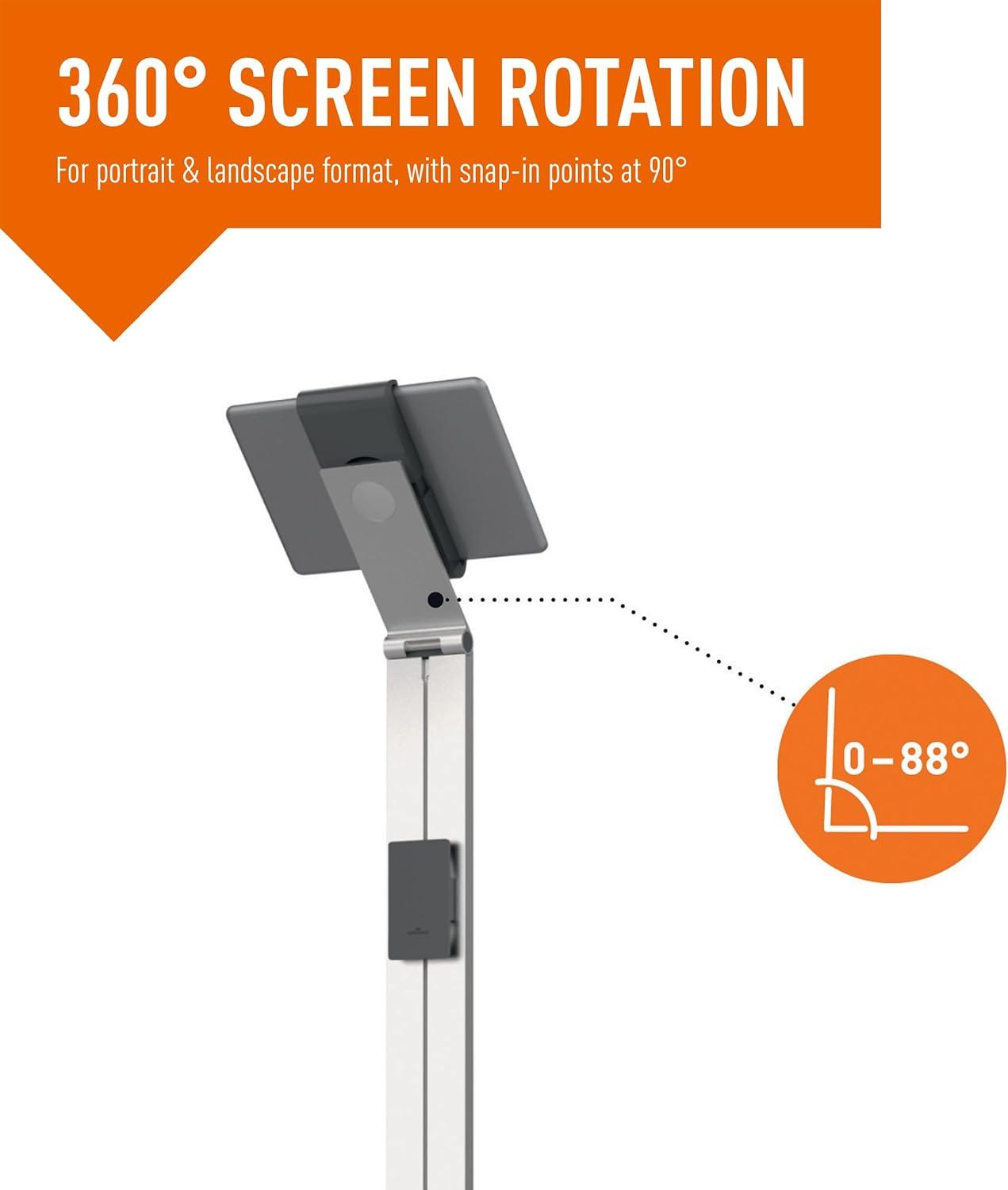 DURABLE Tablet Floor Stand 47.5 Inches Tall (for Tablets 7-13 Inches, 360 Degree Rotation with Anti-Theft Device) Silver/Charcoal (893223)